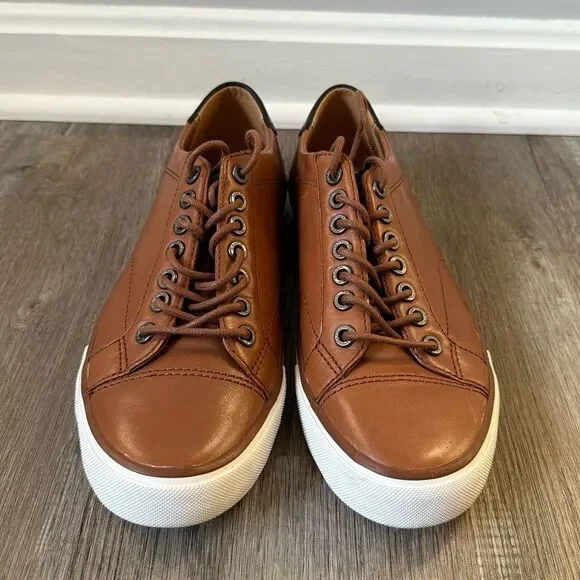 COACH Low Line Low Top Brown Black Leather Sneakers Shoes Casual Size 7 D - Picture 1 of 12